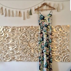 Parker Floral Maxi Dress in White, Yellow, Blue, Black
